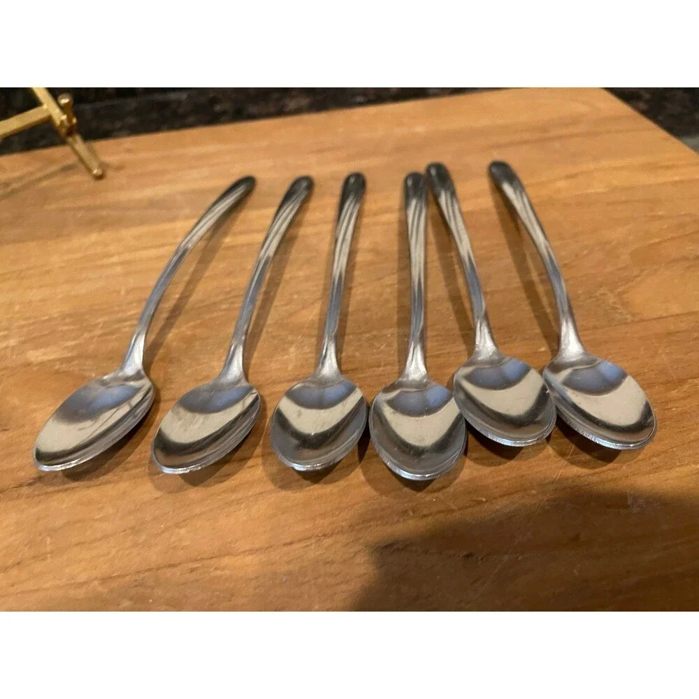 6 Capri Long Iced Tea Spoons Stainless Steel